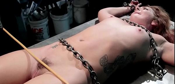  Chained slave fisted and toyed